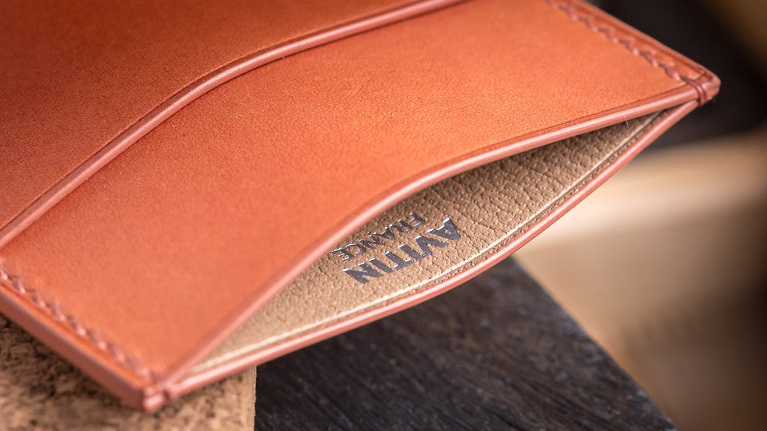 Porte carte doublé chèvre beige en cuir coloris saumon